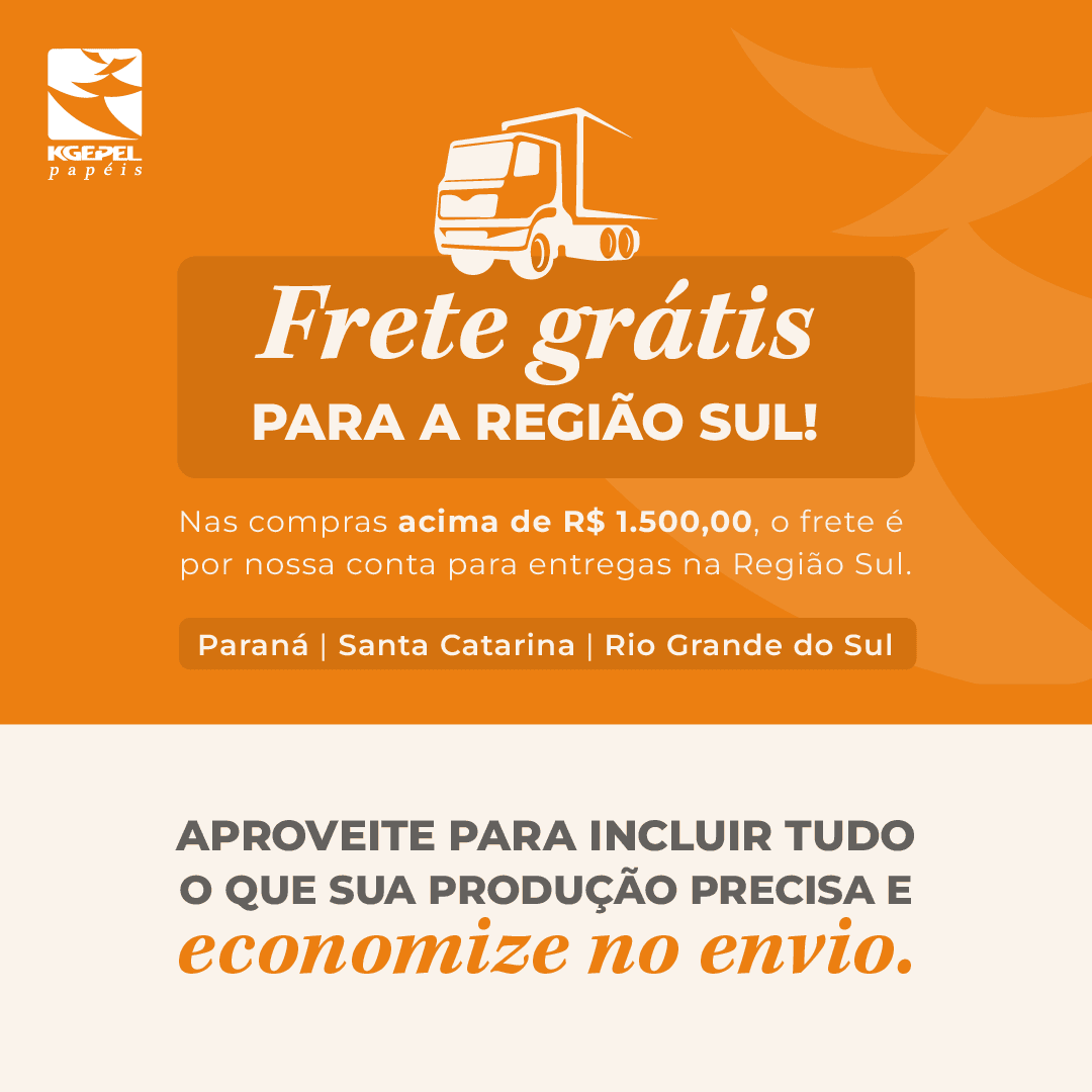 Frete grátis para a Região Sul